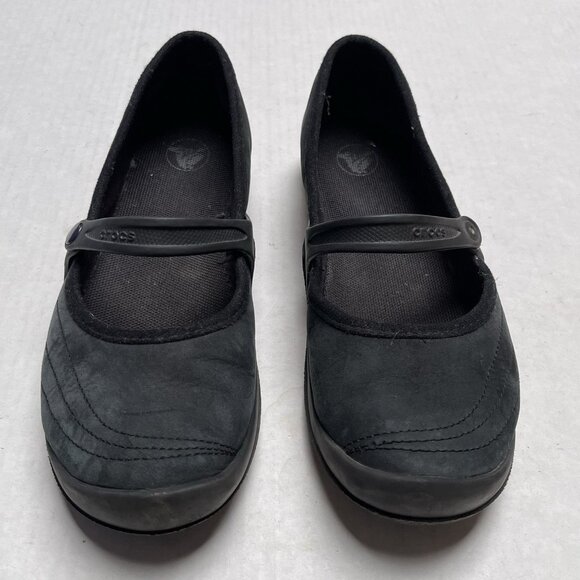 Crocs Wrapped Mary Jane Shoes Womens 8 Black Suede Comfort Slip On Flats Slip On - Picture 1 of 9